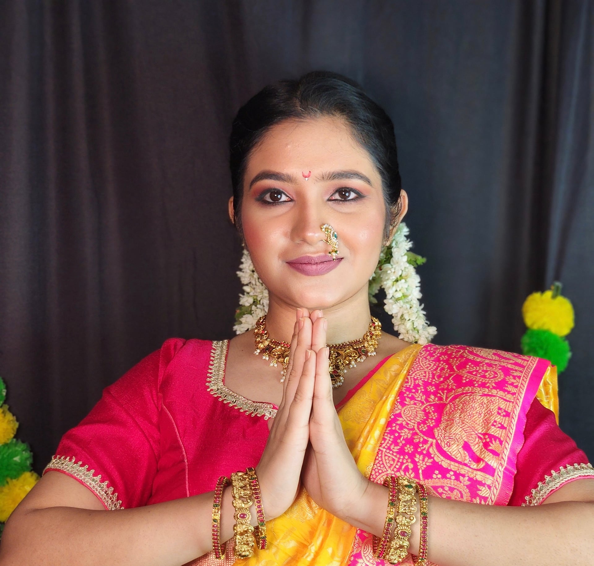 Kerala Kasavu Saree & Temple Jewellery